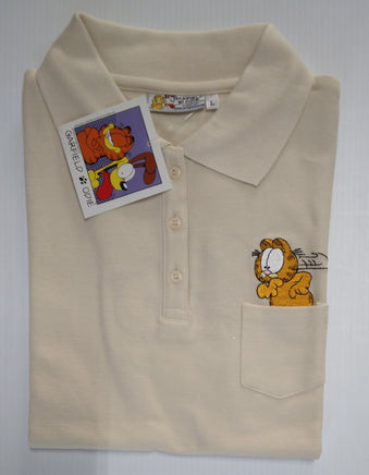 Garfield Beige Polo Shirt Size Large - We Got Character Toys N More