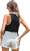 Women's Fringe Sleeveless Open Front Crop Denim Jacket Beaded Jean Vest Jackets