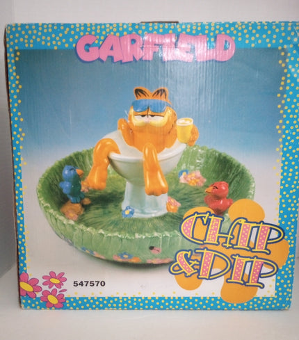 Vintage Garfield Porcelain Chip & Dip Platter, Spencer Gifts #547570