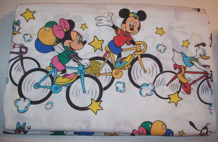 Mickey Mouse and Friends White Twin Sheet Bikes - We Got Character Toys N More