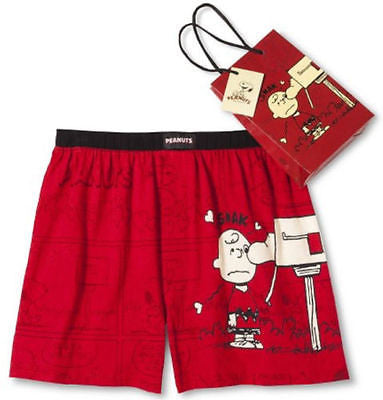 Mens Red Peanuts Snoopy Boxers Shorts Valentines - We Got Character Toys N More