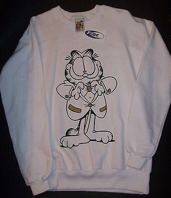 Adult M White Sweatshirt Featuring Garfield In A Bow Tie - We Got Character Toys N More