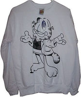 Adult M White Sweatshirt Featuring Garfield Wearing A Sweater N Jacket - We Got Character Toys N More