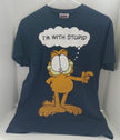 Garfield Navy Blue T-Shirt I'm with Stupid - We Got Character Toys N More