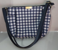 Liz Claiborne Navy Blue & White Gingham Check Plaid Purse - We Got Character Toys N More