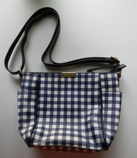 Liz Claiborne Navy Blue & White Gingham Check Plaid Purse - We Got Character Toys N More