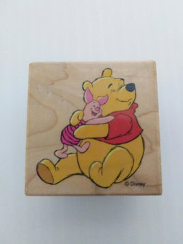 Pooh Hugs Piglet Wooden Rubber Stamper - We Got Character Toys N More