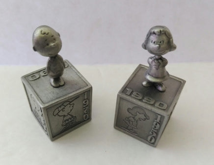 2 Hallmark Peanuts Gallery Pewter Figurines-Five Decades of Lucy & Charlie Brown - We Got Character Toys N More