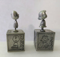 2 Hallmark Peanuts Gallery Pewter Figurines-Five Decades of Lucy & Charlie Brown - We Got Character Toys N More