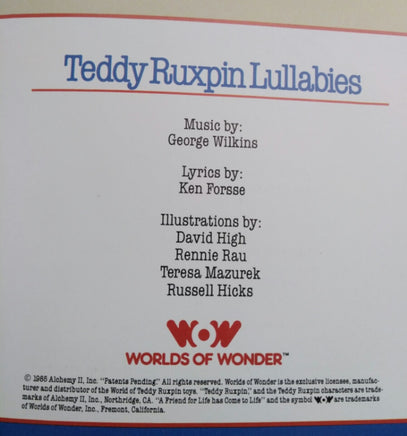 Teddy Ruxpin Lullabies HC Book - We Got Character Toys N More